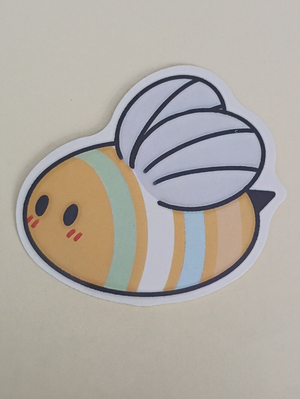 10/$10 Sticker - Bumblebee With Green & Blue Stripes Buzz Buzz Bee